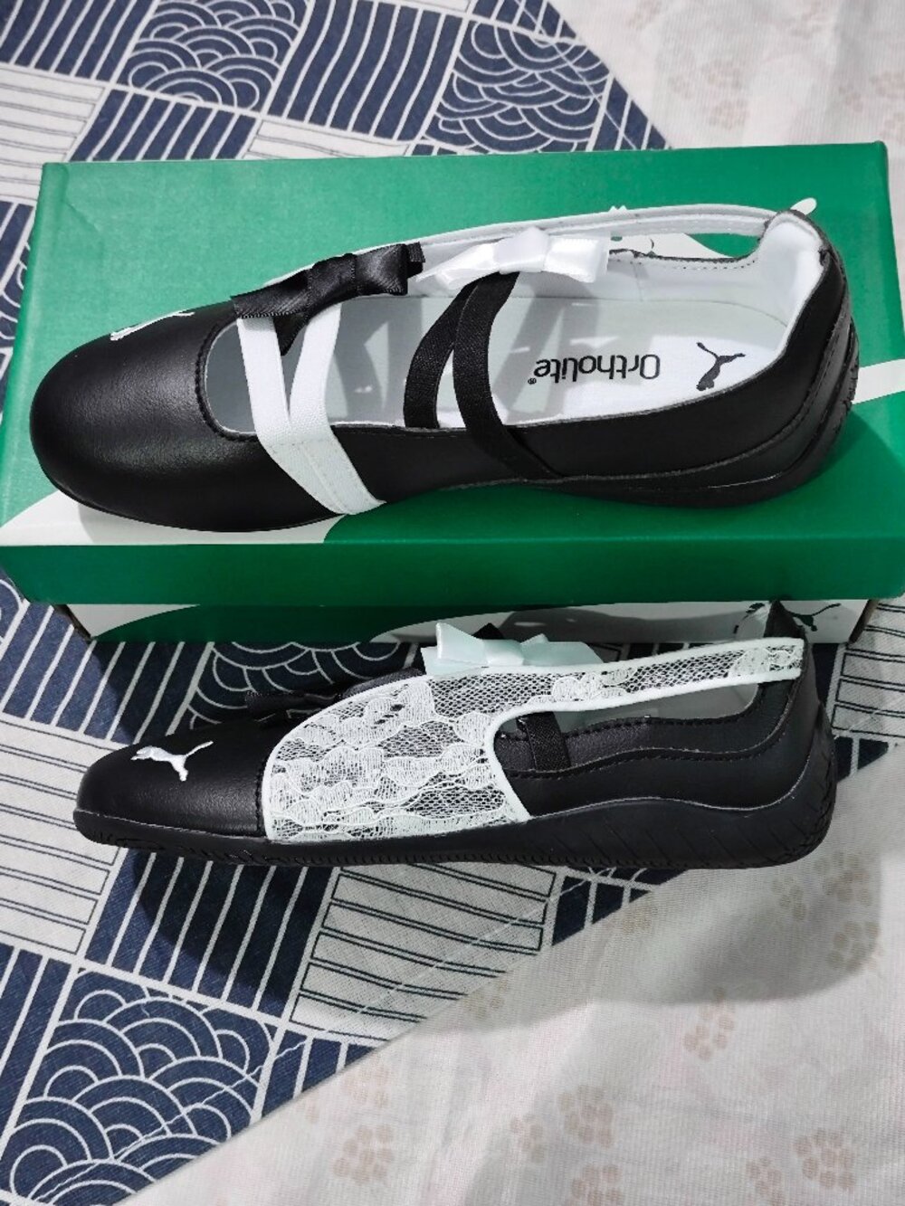 PUMA Black and White Lace Mary Janes